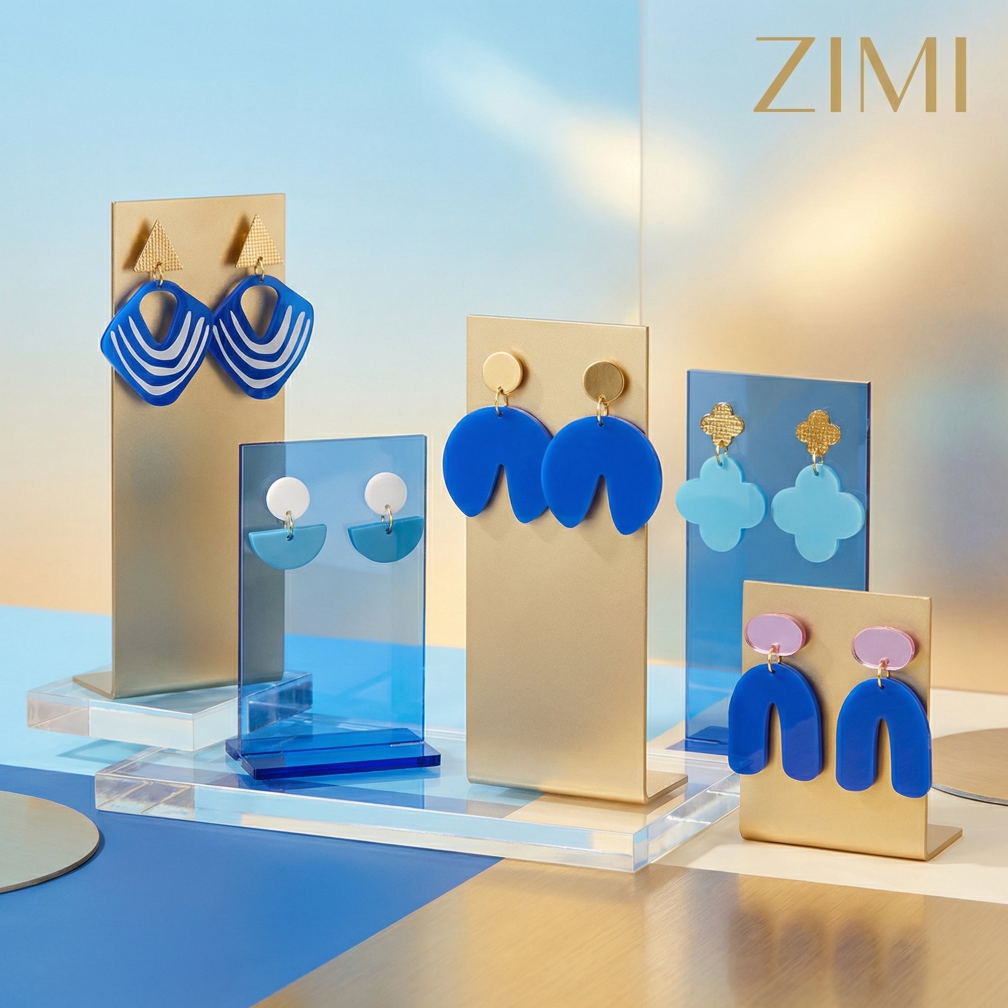 Schmuck aus Acryl von ZIMI in Blautönen