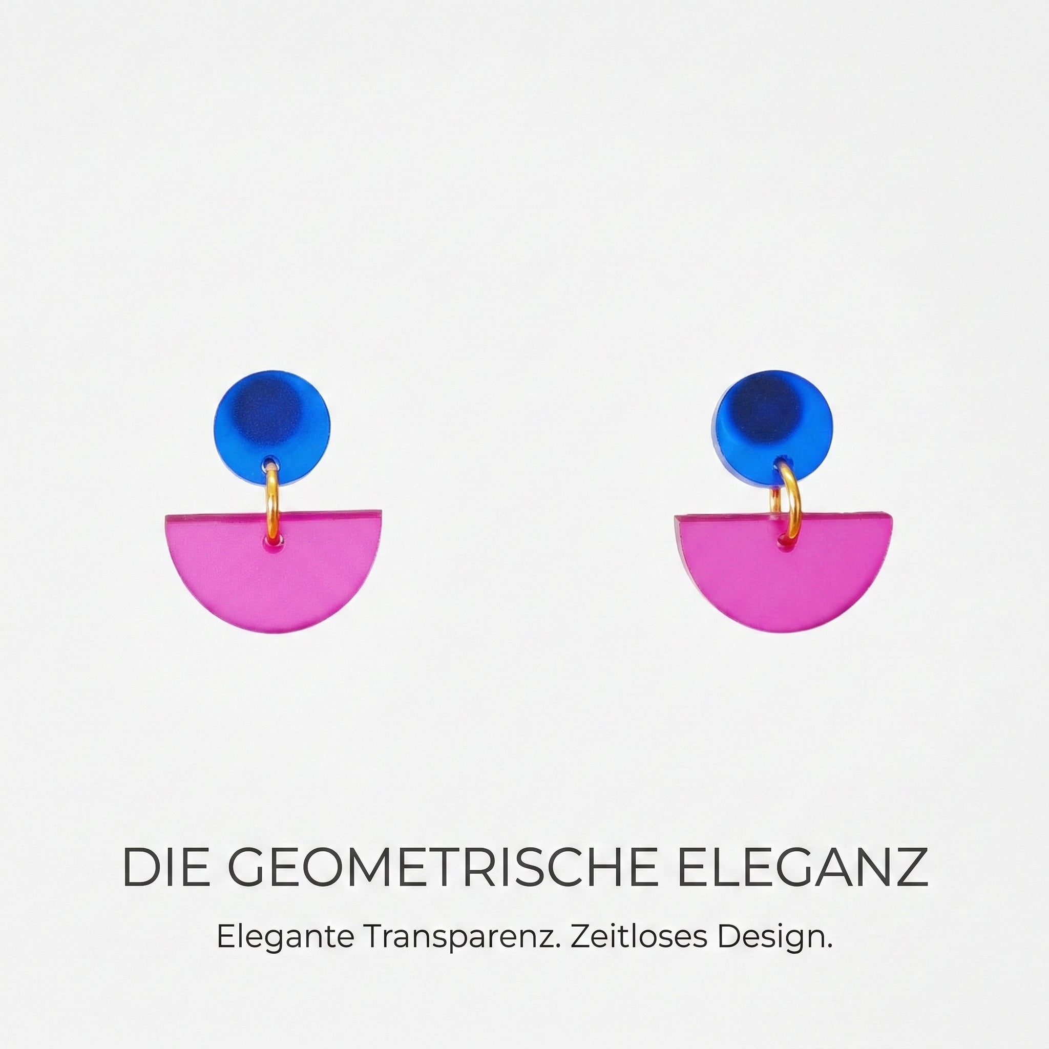 Geometrische Acryl Ohrringe Kreis & Halbkreis - pink – Handgemachte Statement Ohrringe | ZIMI Jewelry