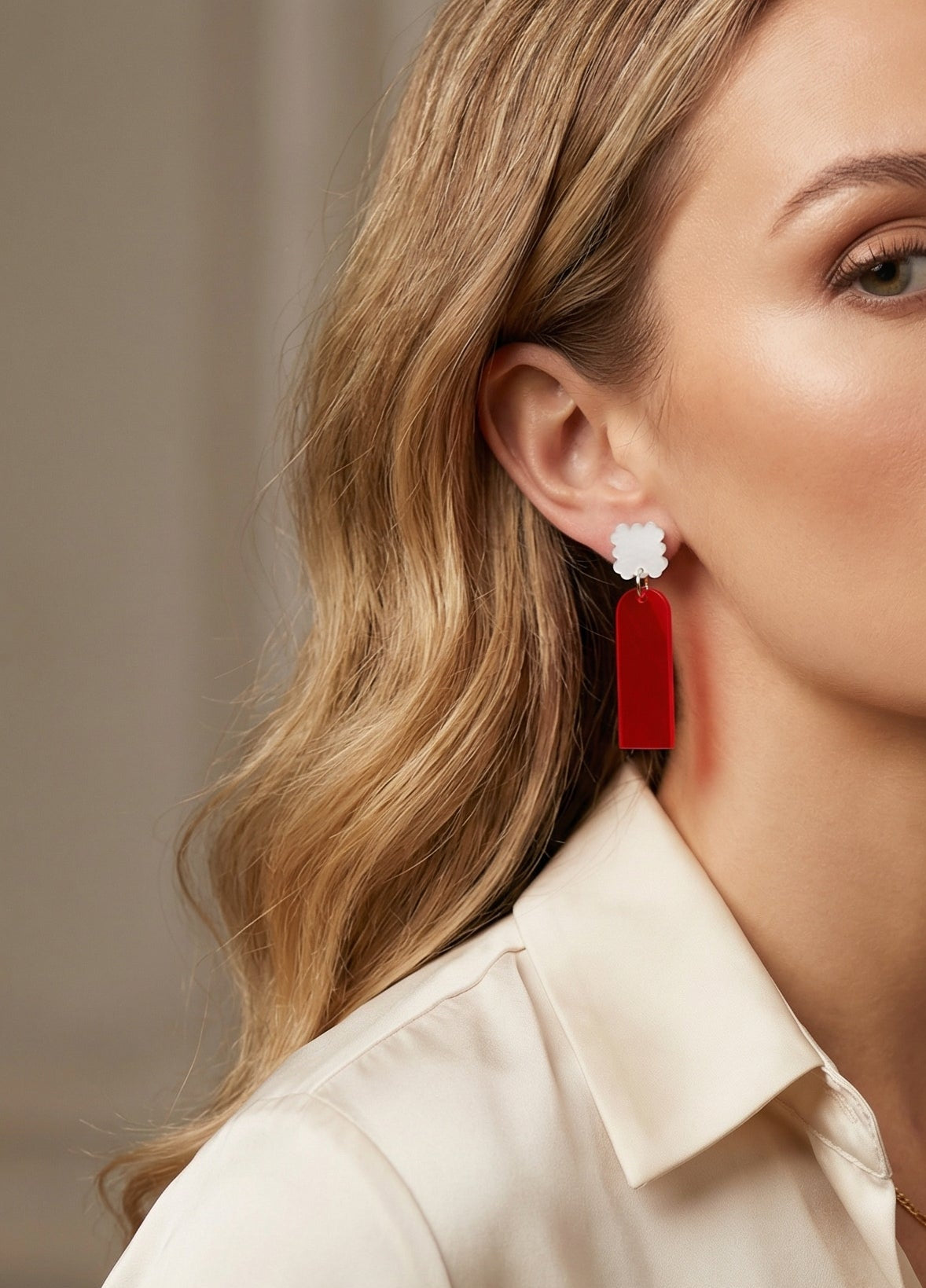 Ohrring Flora Line red