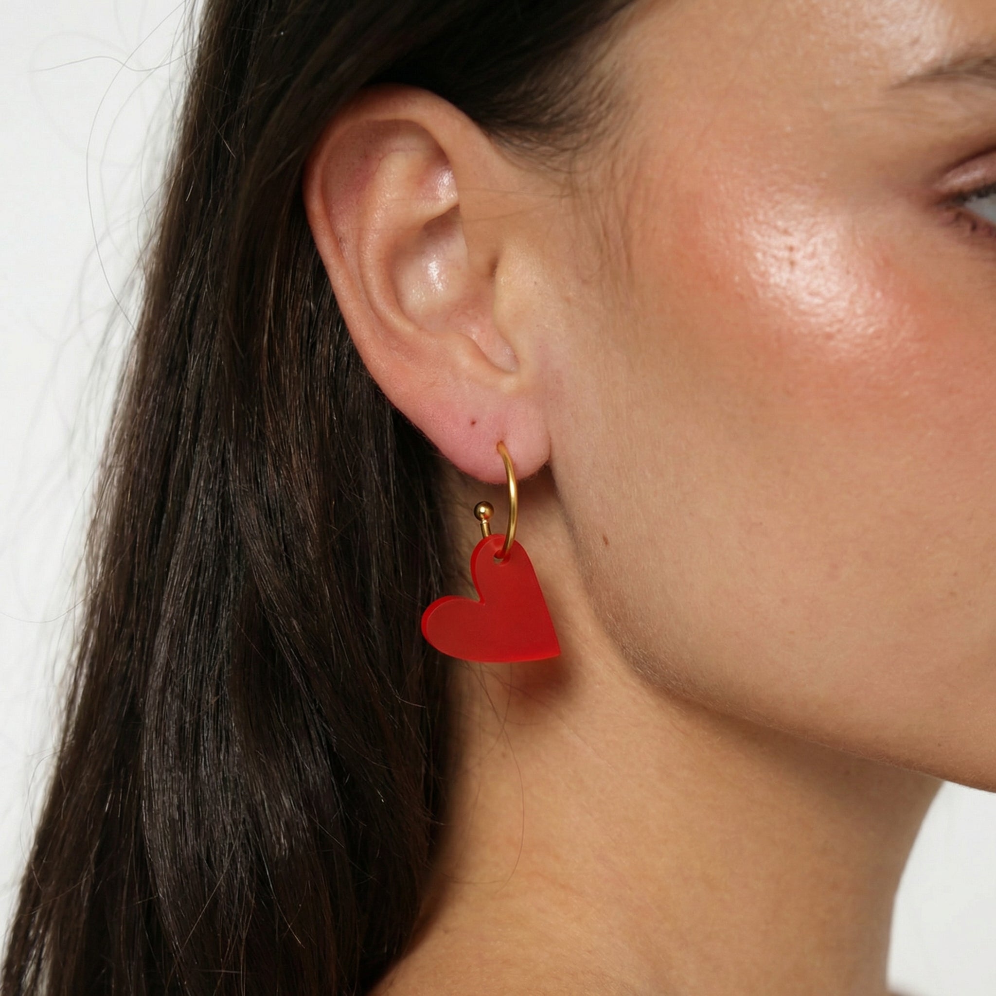 Herz Creolen – Roten Acryl Anhänger (wechselbare Herzen)