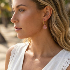 Herzcreole Rosenherz – 18k Gold Creole mit rosa Herzanhänger | Mix & Match | ZIMI Jewelry
