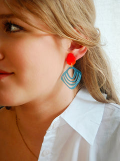 Ohrring Coral Lines blue & orange