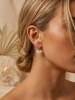 Wechselcreole Halbmond Elfenbein | Mix & Match Ohrringe Edelstahl 18K vergoldet oder versilbert | Greencast Acryl handmade