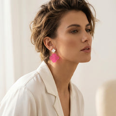 Neonklee – Kleeblatt-Ohrringe in Pink | Handgemachte Statement Ohrringe | ZIMI Jewelry