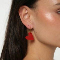 Herz Creolen – Roten Acryl Anhänger (wechselbare Herzen)