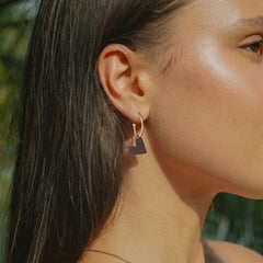 Herz Creolen – Schwarz Acryl Anhänger (wechselbare Herzen)