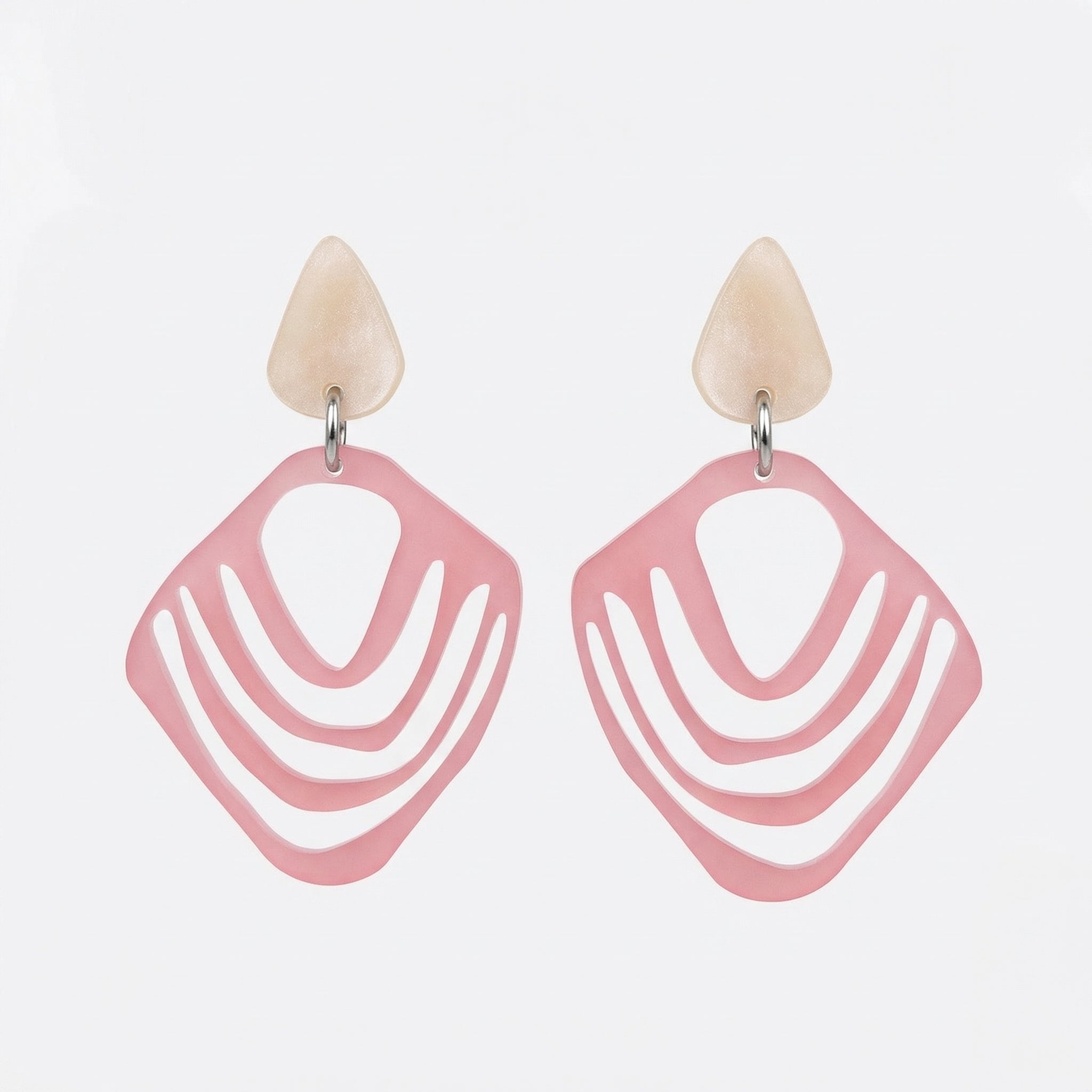 Rosenraute – Rose Rauten-Ohrringe satiniert elfenbein | Handgemachte Statement Ohrringe | ZIMI Jewelry
