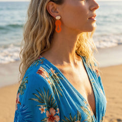 Sonnenform – Orange Organische Ohrringe satiniert | Creme Stecker | Handgemachte Statement Ohrringe | ZIMI Jewelry