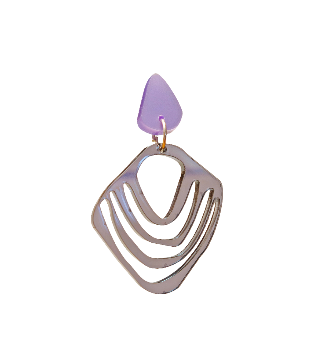 Silberraute – Transparente Acryl-Ohrringe silbergrau lila | Handgemachte Statement Ohrringe | ZIMI Jewelry