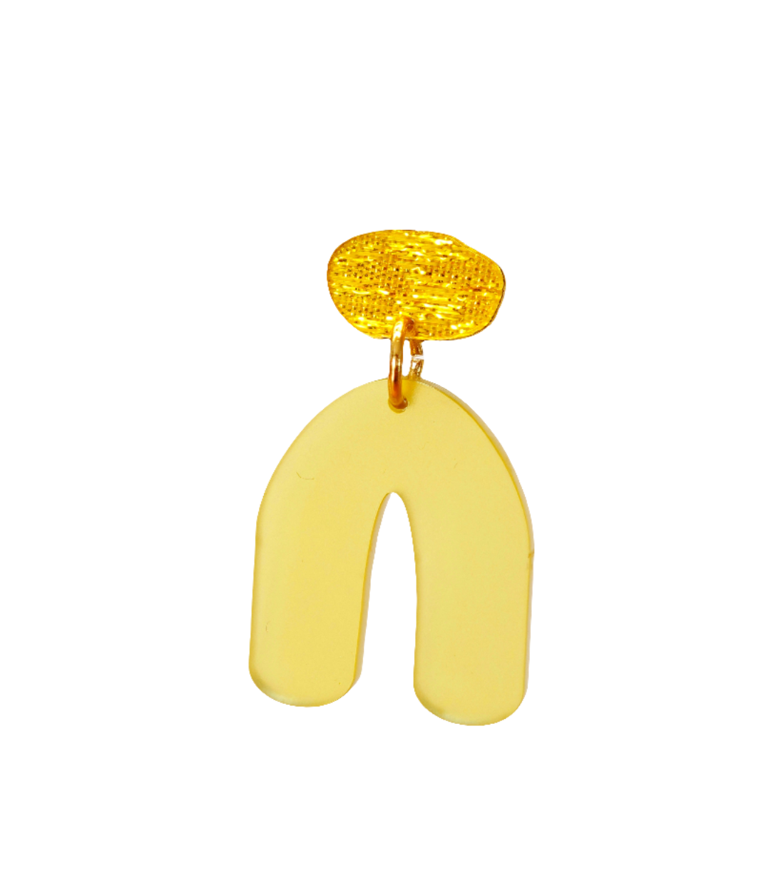 Sonnenbogen – Gelbegrün Acryl Bogen-Ohrringe mit Goldstecker | Handgemachte Statement Ohrringe | ZIMI Jewelry