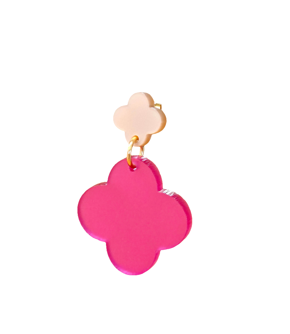 Neonklee – Kleeblatt-Ohrringe in Pink | Handgemachte Statement Ohrringe | ZIMI Jewelry