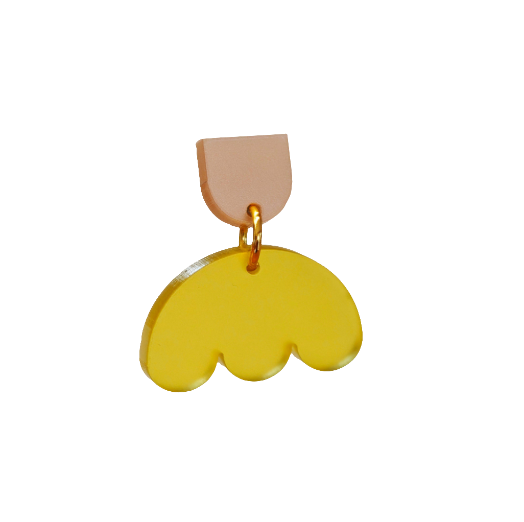 Sonnenwolke – Gelbgrüne Acryl Ohrringe mit Wellensaum | Handgemachte Statement Ohrringe | ZIMI Jewelry