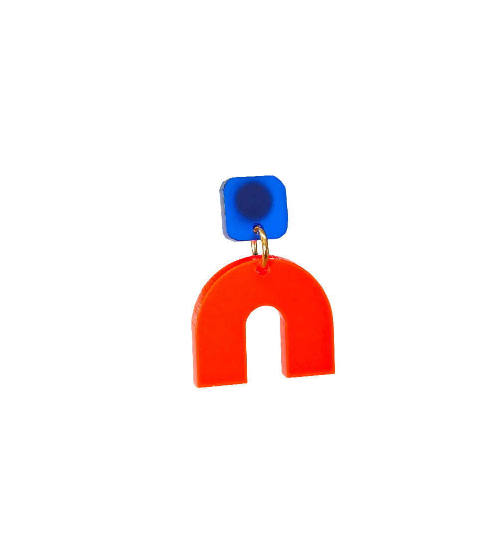 Glutbogen – Orange Bogen-Ohrringe satiniert royalblau | Handgemachte Statement Ohrringe | ZIMI Jewelry