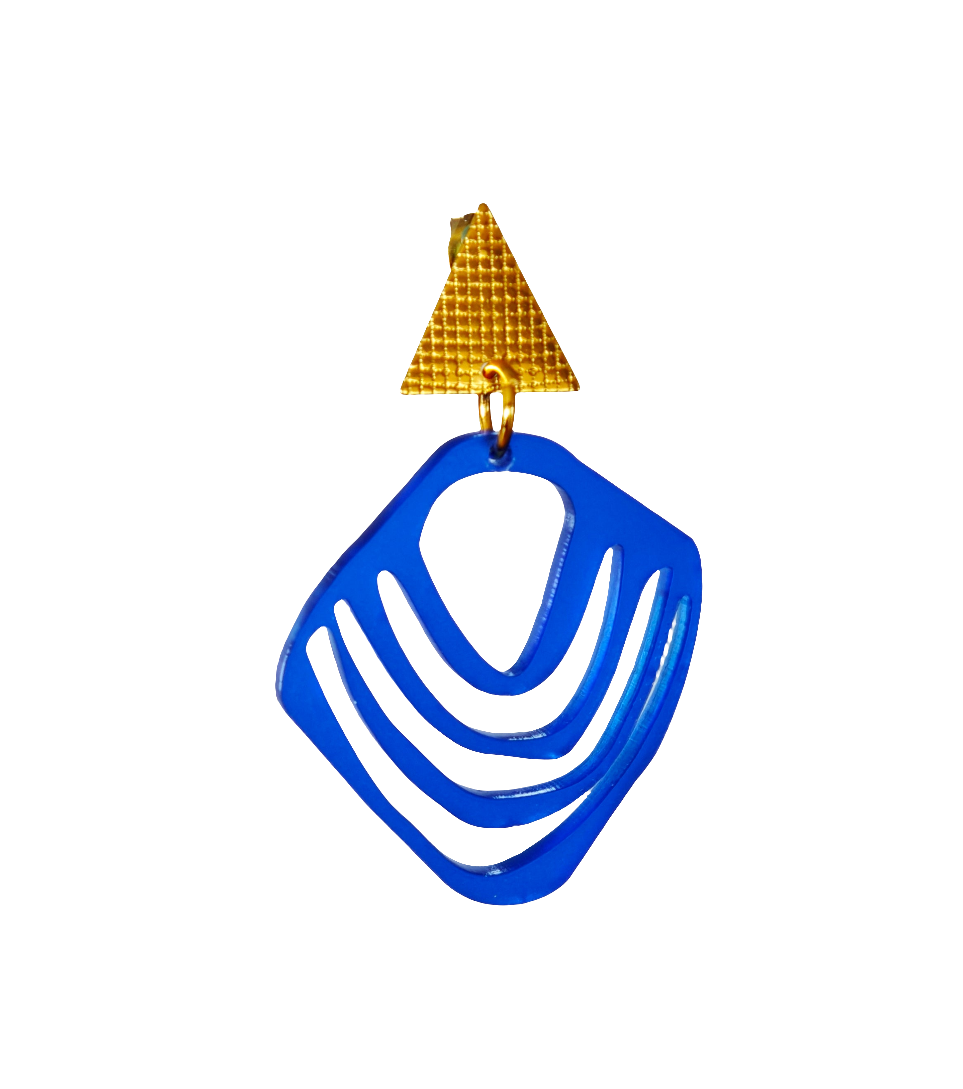 Königsraute – Königsblau Rauten-Ohrringe mit Golddreieck | Handgemachte Statement Ohrringe | ZIMI Jewelry