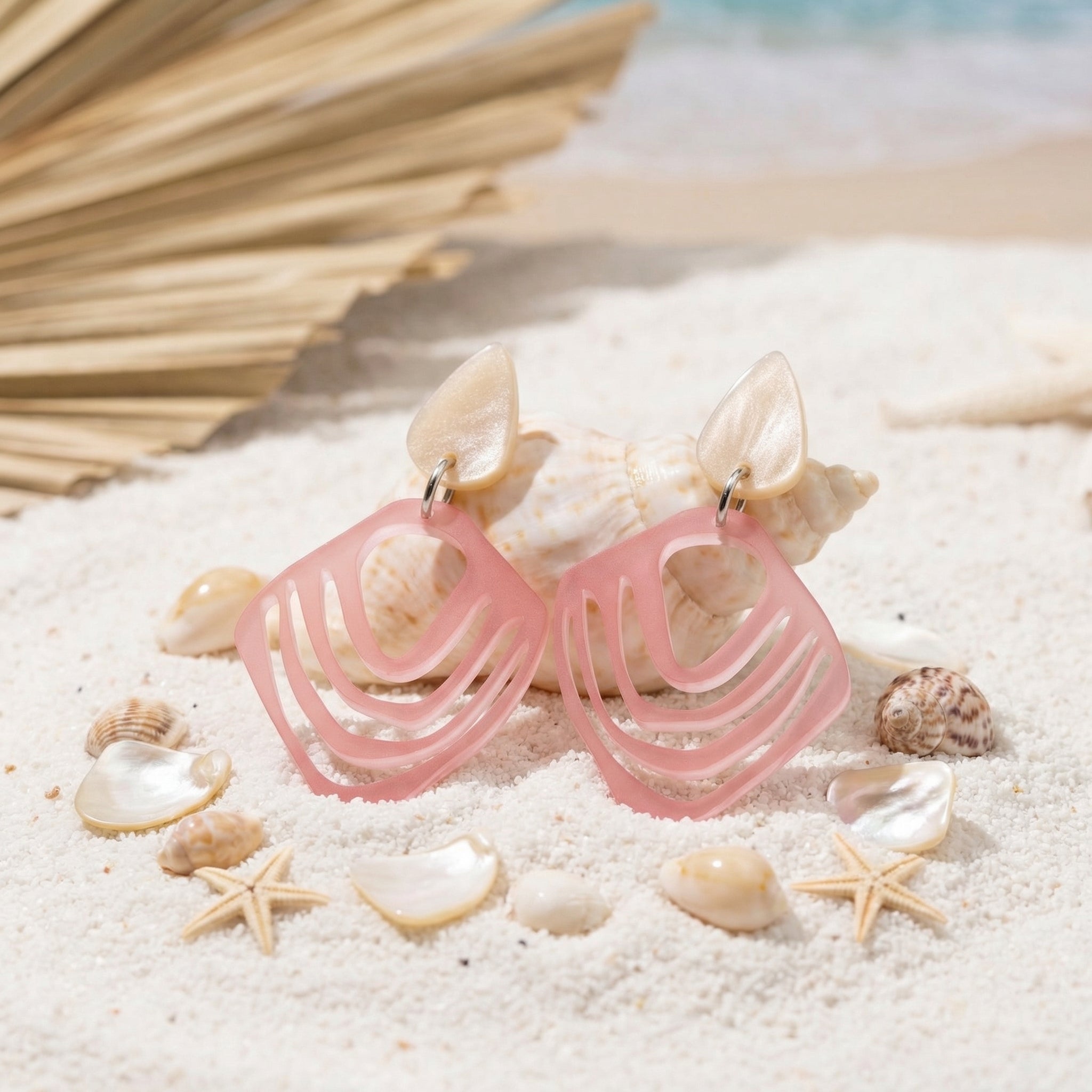 Rosenraute – Rose Rauten-Ohrringe satiniert elfenbein | Handgemachte Statement Ohrringe | ZIMI Jewelry