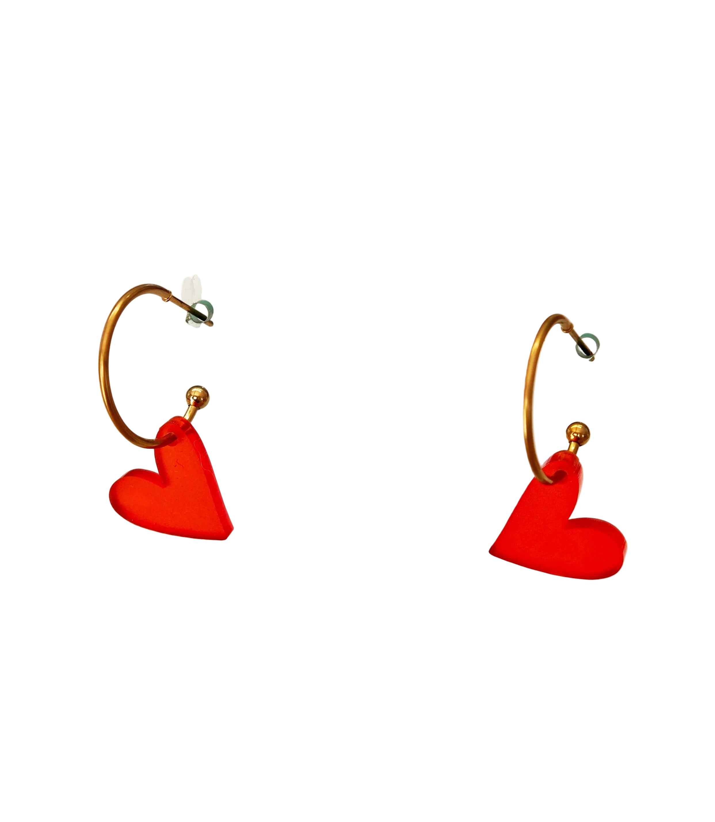 Herz Creolen – Roten Acryl Anhänger (wechselbare Herzen)