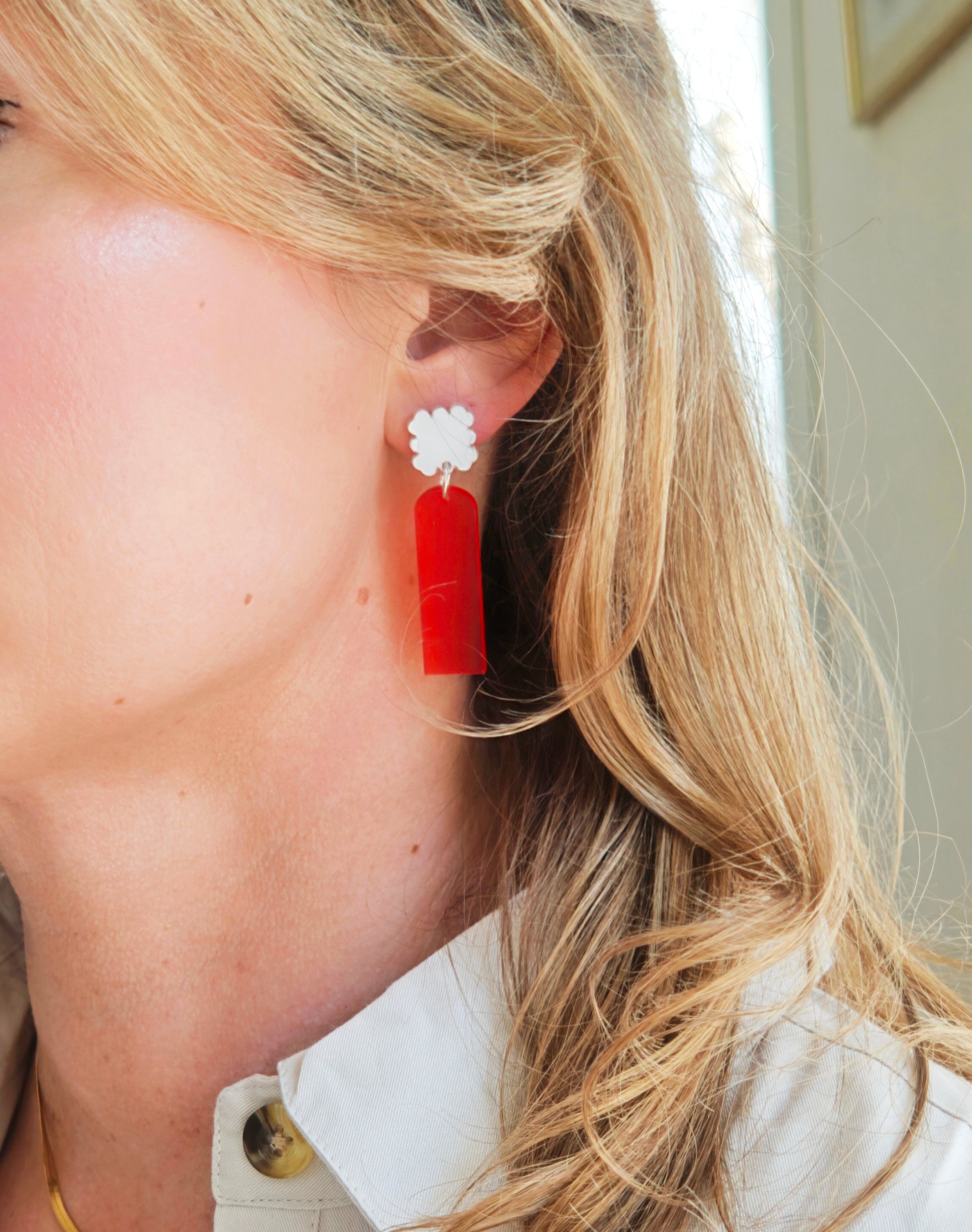 Ohrring Flora Line red