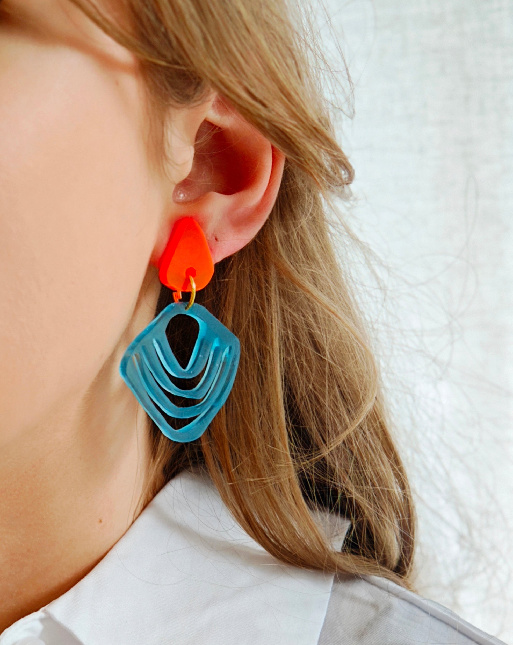 Ohrring Coral Lines blue & orange