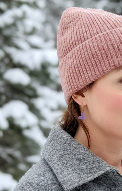 Herz Creolen – Lila Acryl Anhänger (wechselbare Herzen)