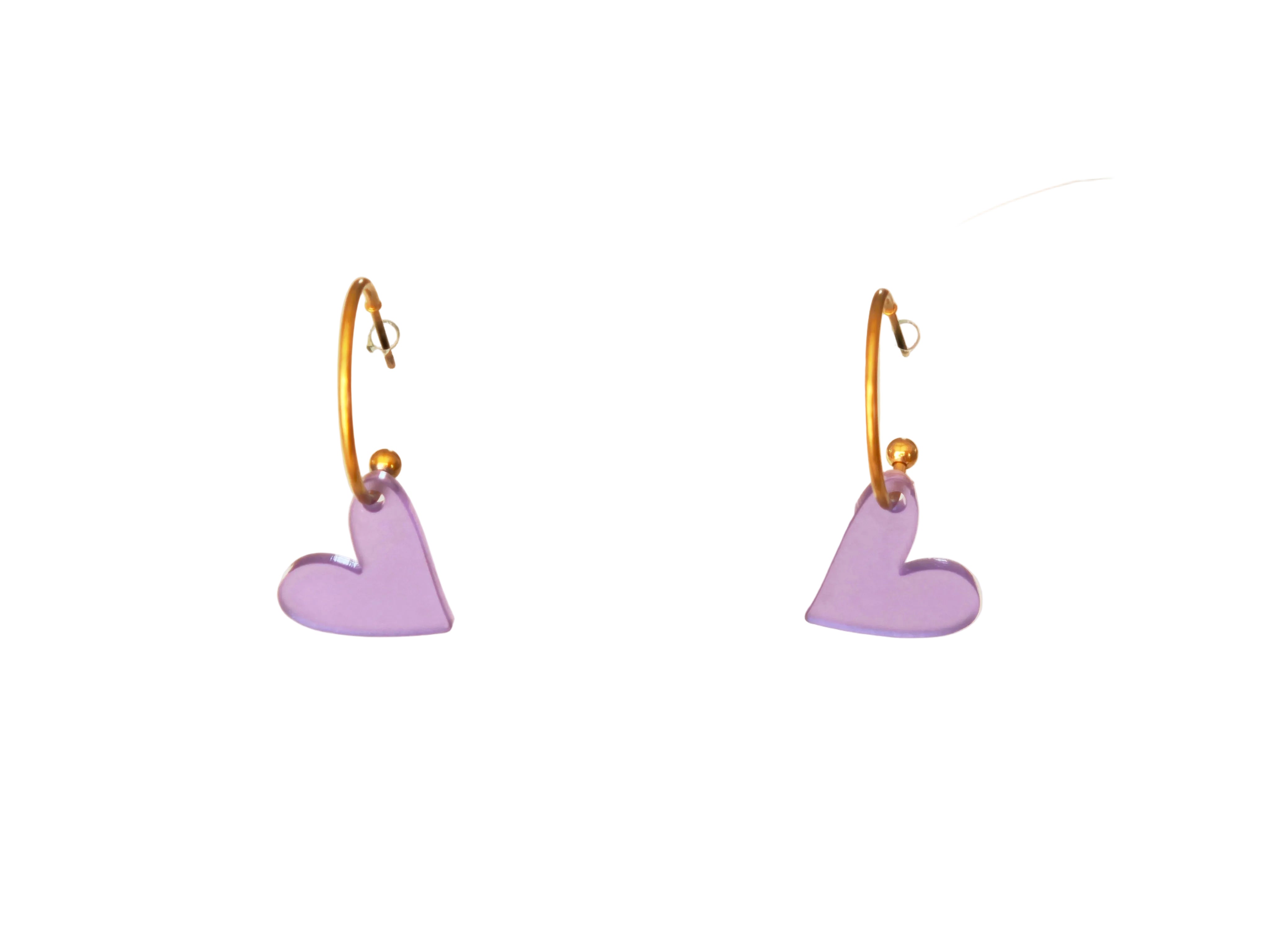 Herz Creolen – Lila Acryl Anhänger (wechselbare Herzen)