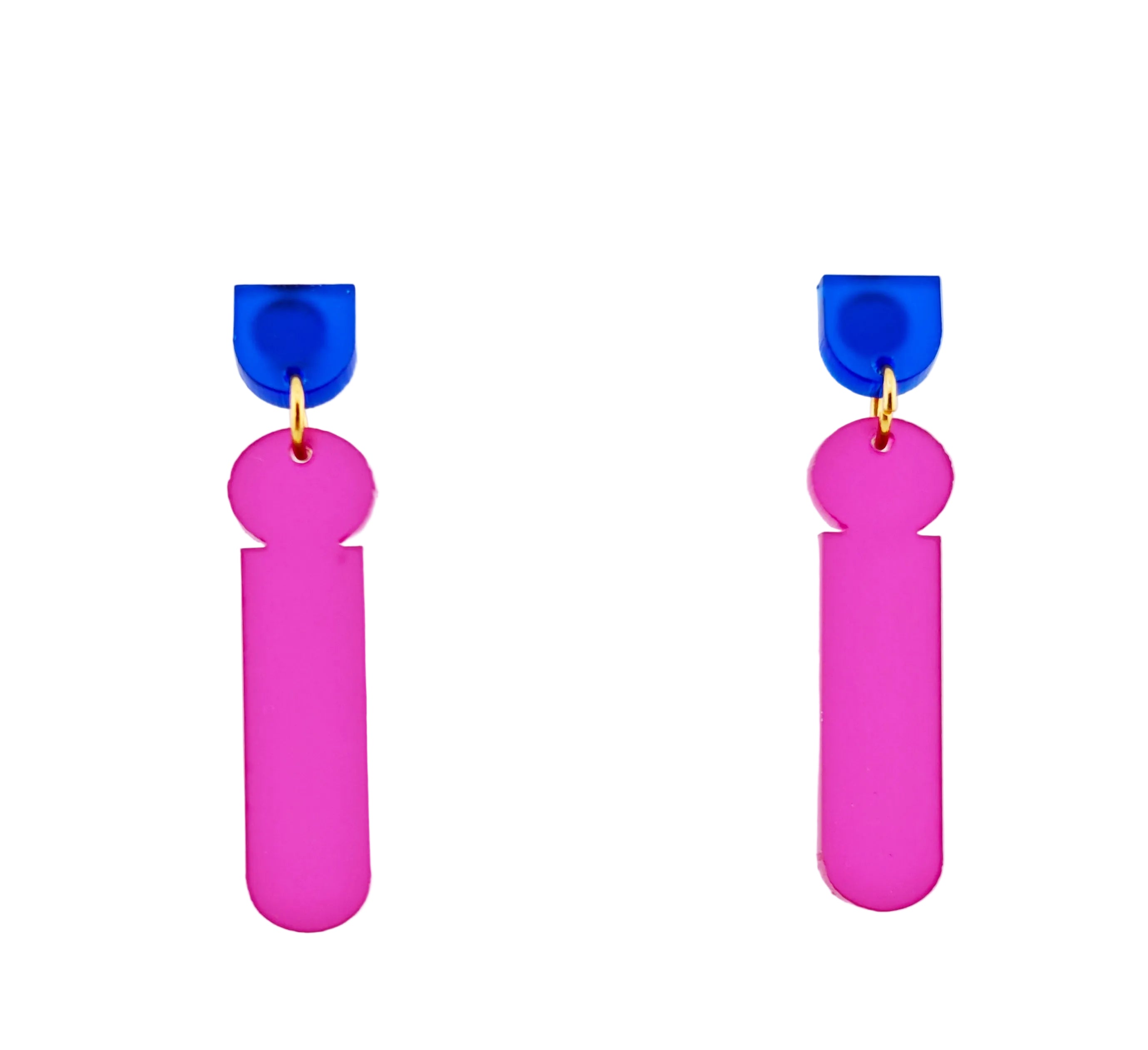 Bonbonsäule – Magenta Säule-Ohrringe satiniert royalblau | Handgemachte Statement Ohrringe | ZIMI Jewelry