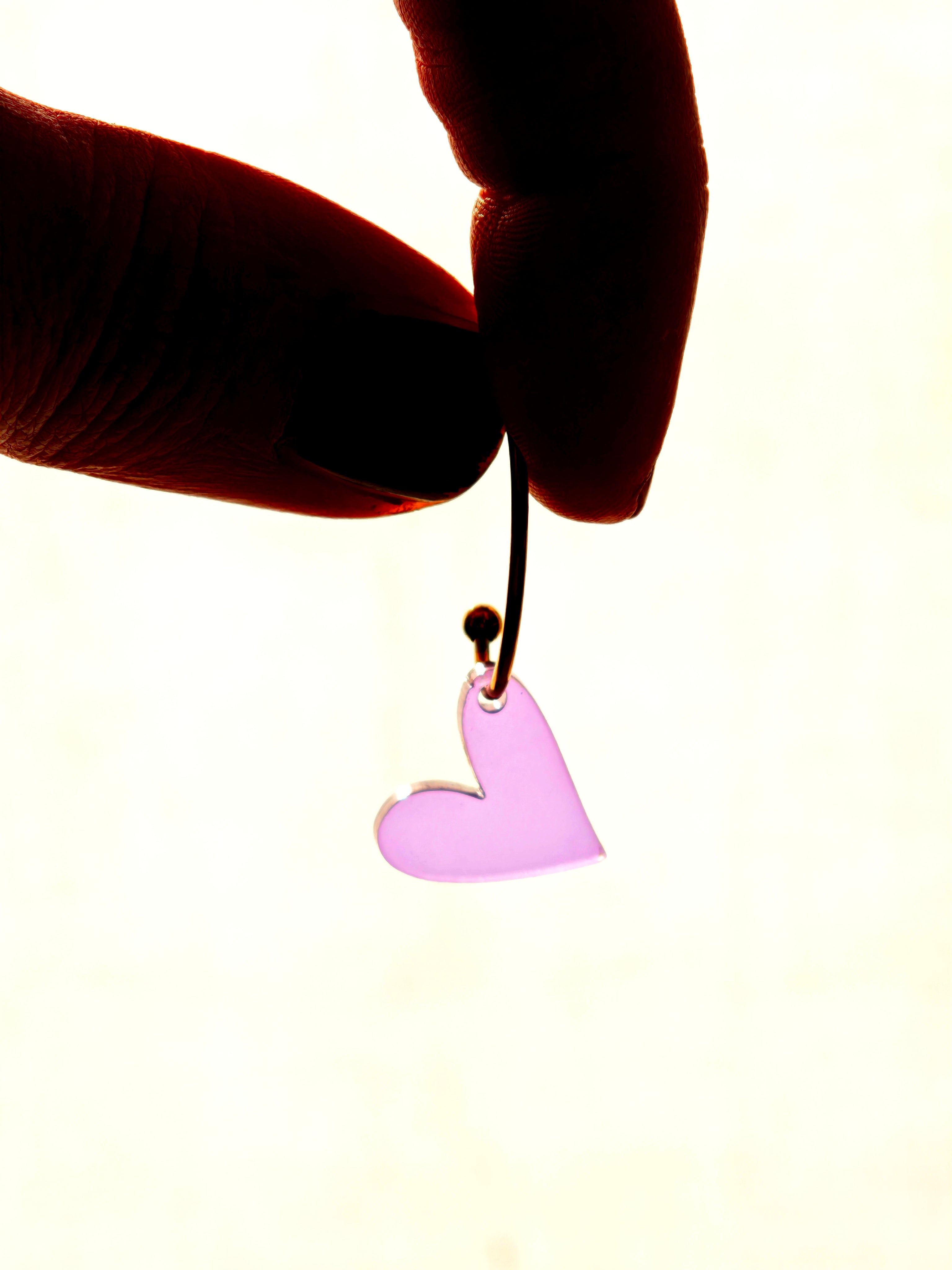 Herz Creolen – Lila Acryl Anhänger (wechselbare Herzen)