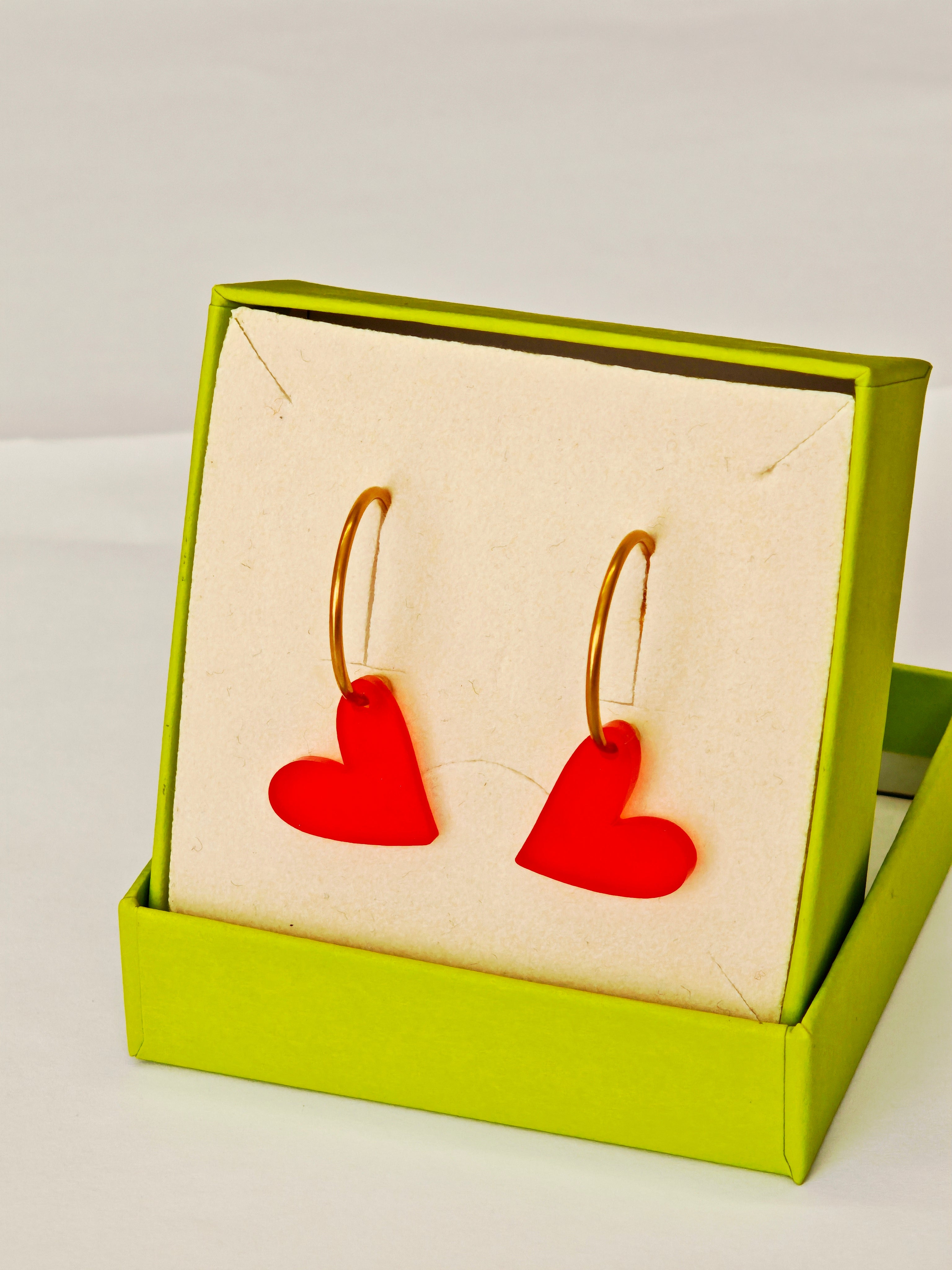 Herz Creolen – Roten Acryl Anhänger (wechselbare Herzen)