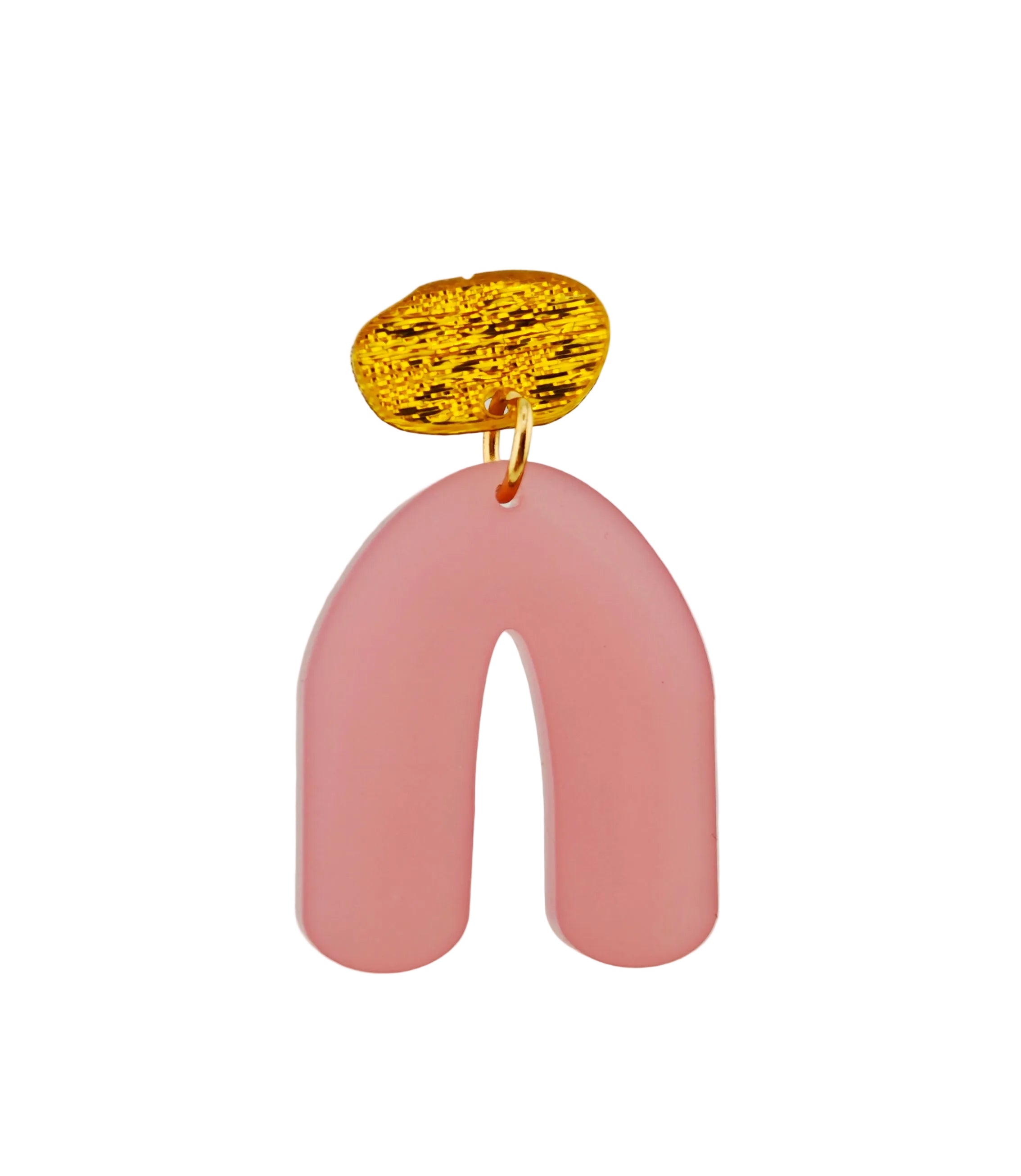 Puderbogen – Puderrosa Bogen-Ohrringe satiniert | Goldglitter-Stecker | Handgemachte Statement Ohrringe | ZIMI Jewelry