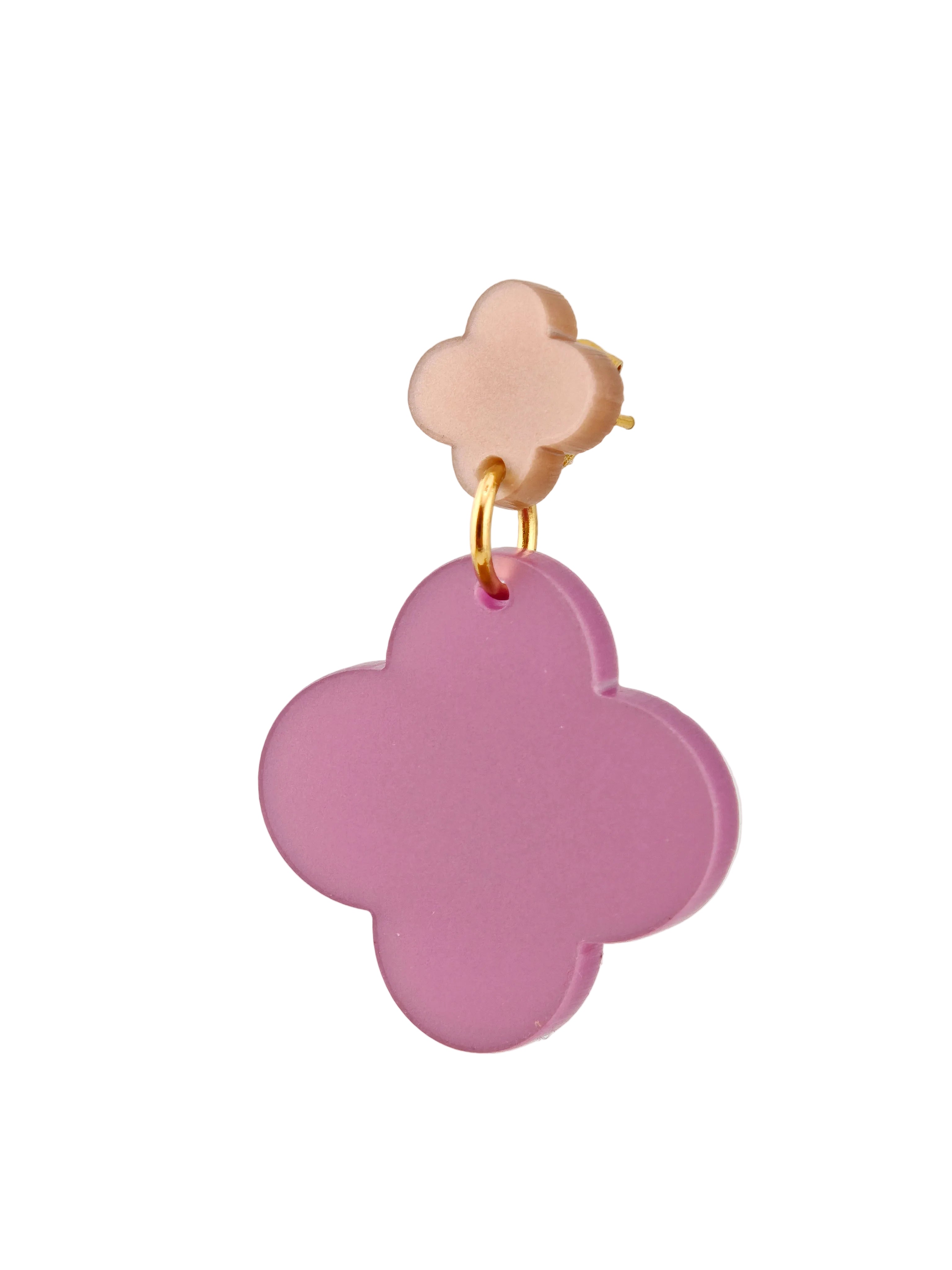 Rosenklee – Kleeblatt-Ohrringe Mauve Nude Gold | Handgemachte Statement Ohrringe | ZIMI Jewelry
