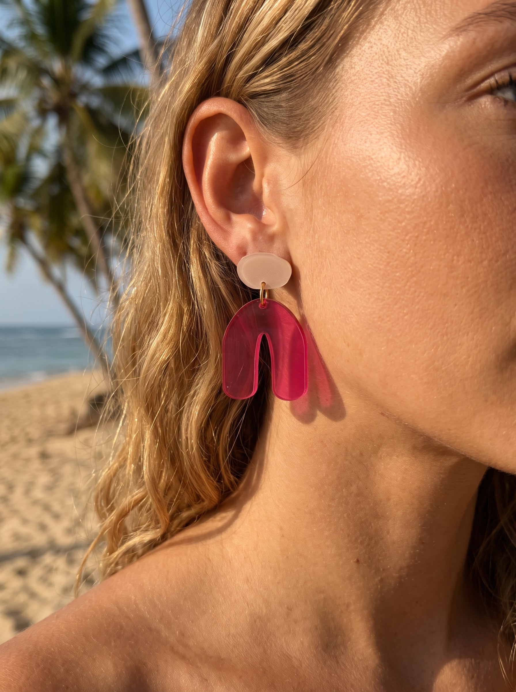 Ohrhänger Bogen Blush & Magenta | Greencast Acryl Ohrringe | nickelfrei handmade