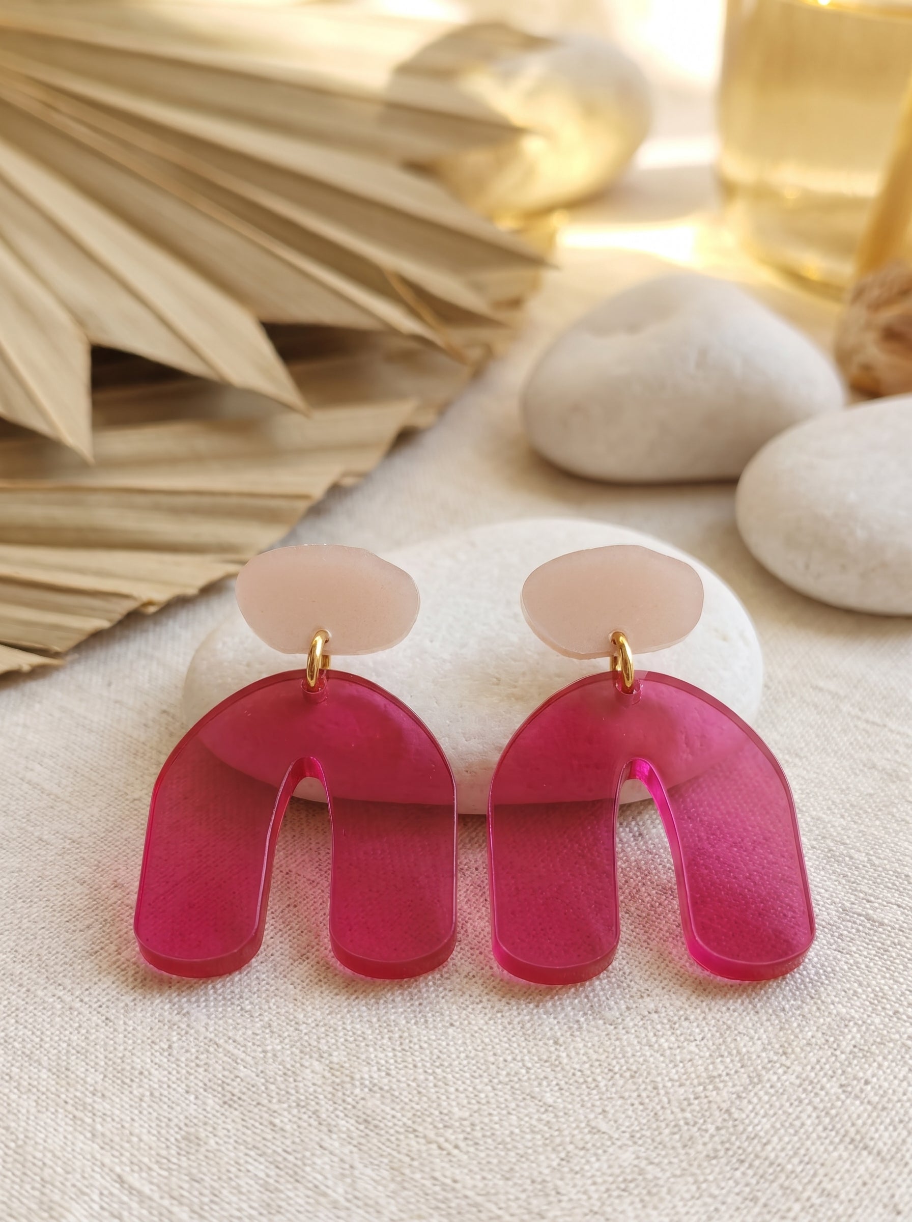 Ohrhänger Bogen Blush & Magenta | Greencast Acryl Ohrringe | nickelfrei handmade