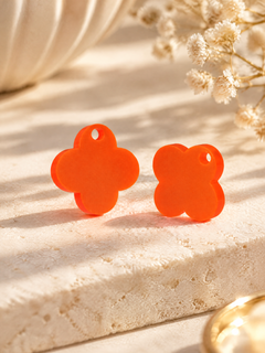 Wechselanhänger, Mix & Match Anhänger, Ersatzanhänger Creole, Anhänger zum Nachkaufen, Kleeblatt Anhänger, Kleeblattanhänger, Blume Anhänger, neon Anhänger, neonorange Anhänger, orange Anhänger, satinierte Anhänger, Wechselcreole Anhänger, Greencast Acryl, Acryl Anhänger, Ohrring Anhänger, handmade, Ohrringe Deutschland, Wechselsystem, ZIMI Jewelry