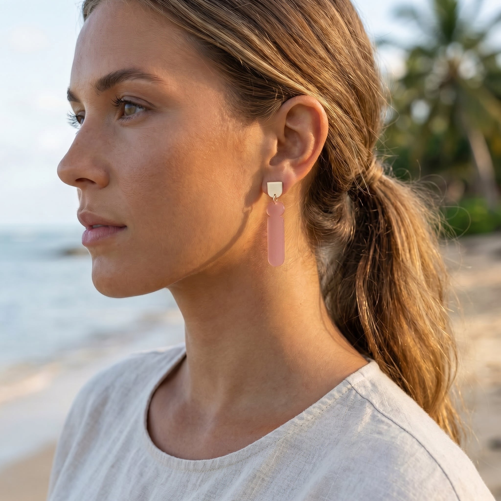 Rosensäule – Rose Säule-Ohrringe satiniert creme | Handgemachte Statement Ohrringe | ZIMI Jewelry