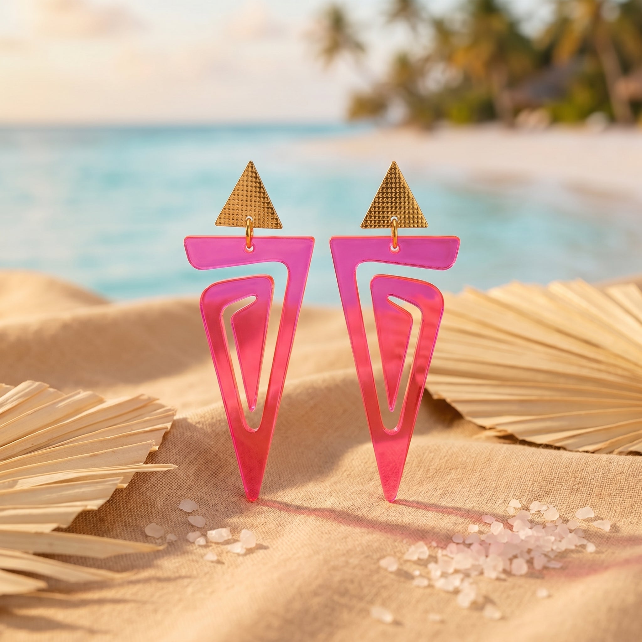 Neon Ohrringe Flamingo-Pfeil